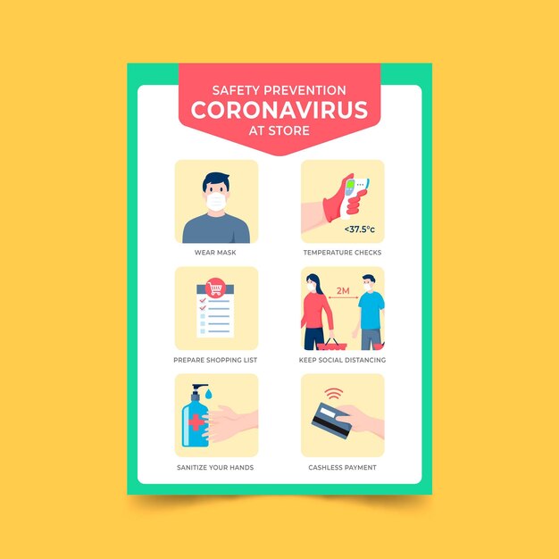 Cartel de prevención de coronavirus para tiendas