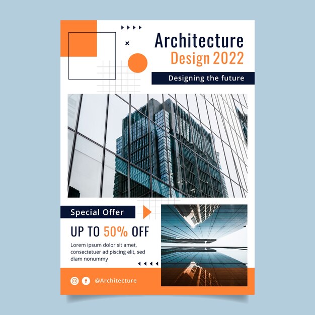 Cartel de proyecto de arquitectura minimalista.