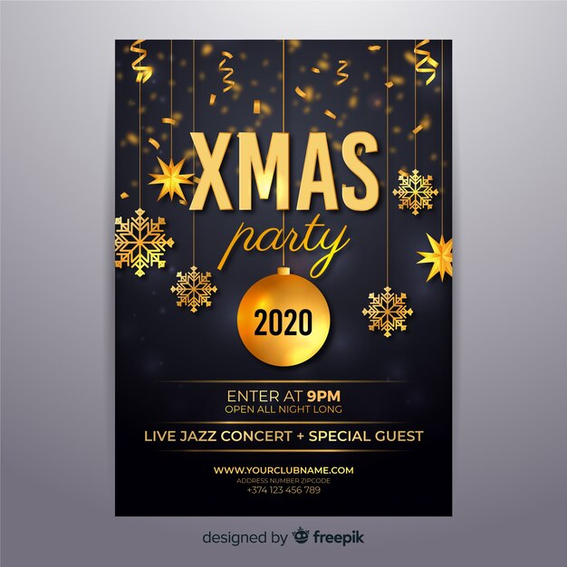 Cartel realista de año nuevo 2020 y navidad