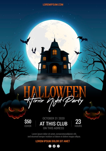 Cartel realista de fiesta de halloween