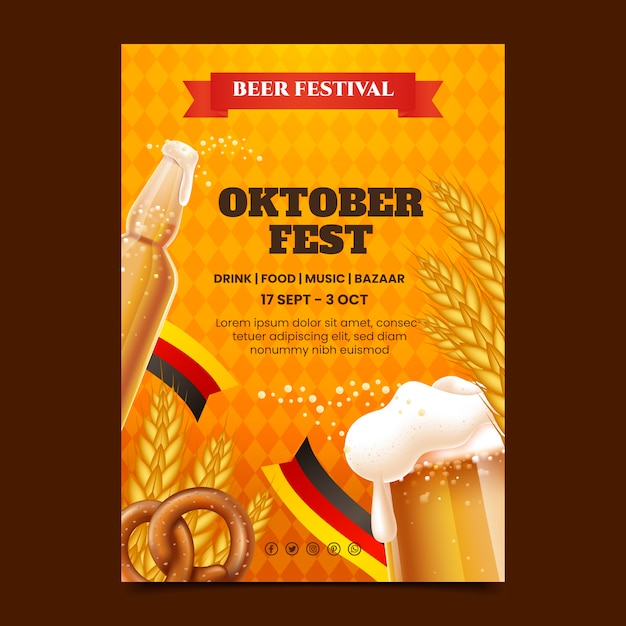 Vector gratuito cartel realista de oktoberfest