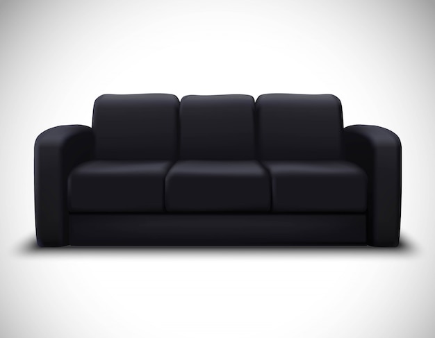 Cartel realista del sofá del elemento de la maqueta interior