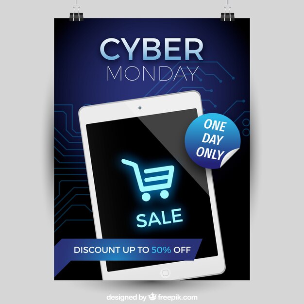 Cartel de rebajas de cyber monday 