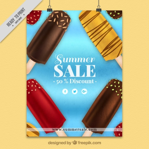 Vector gratuito cartel de rebajas de verano de deliciosos helados