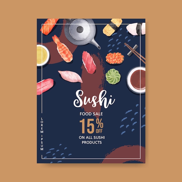 Vector gratuito cartel para restaurante de sushi