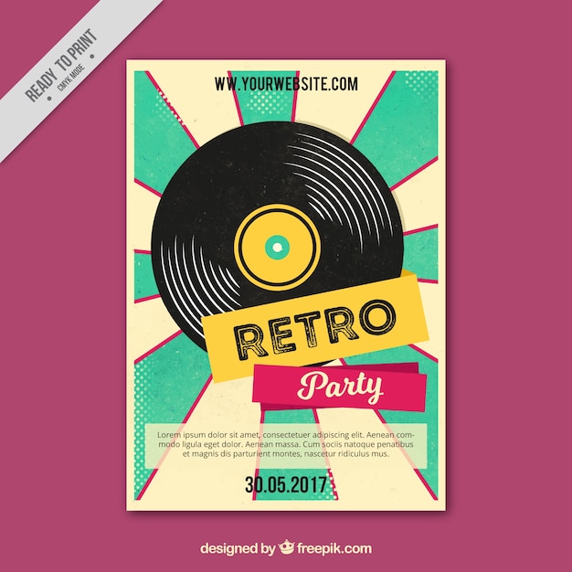 Vector gratuito cartel retro de fiesta con vinilo