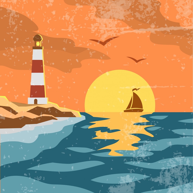 Vector gratuito cartel retro mar