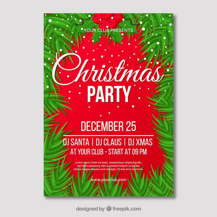 Vector gratuito cartel rojo y verde brillante para navidad