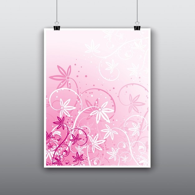 Vector gratuito cartel rosa con elementos florales