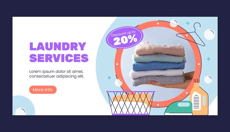 Vector gratuito un cartel del servicio de lavandería dibujado a mano.