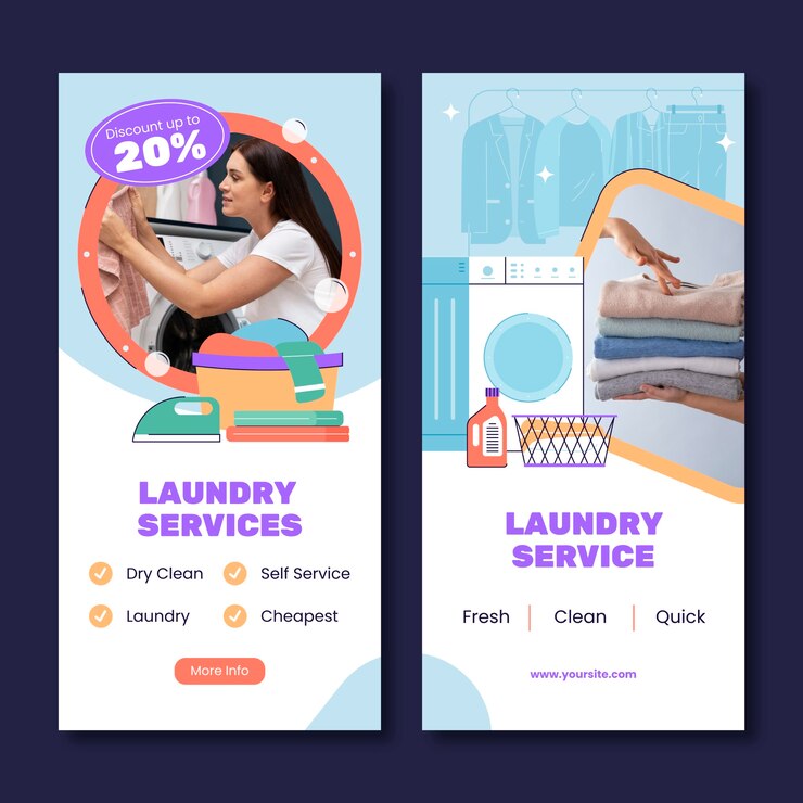 Vector gratuito un cartel del servicio de lavandería dibujado a mano.