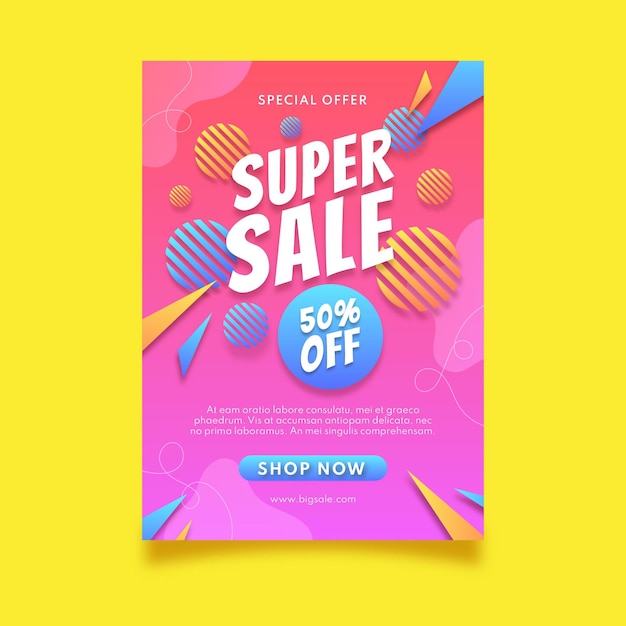 Vector gratuito cartel de super venta degradado