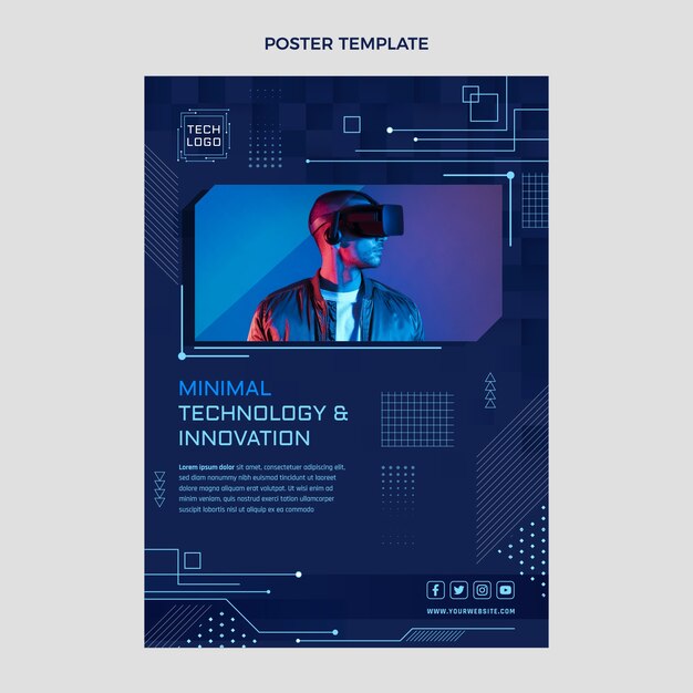 Cartel de tecnología mínima de diseño plano.