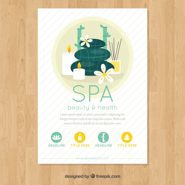 Cartel de terapia de spa en diseño plano