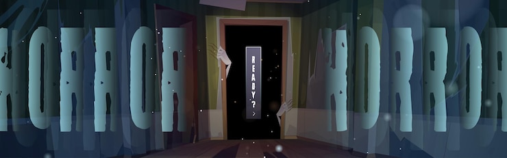 Vector gratuito cartel de terror con manos de zombie en puerta oscura