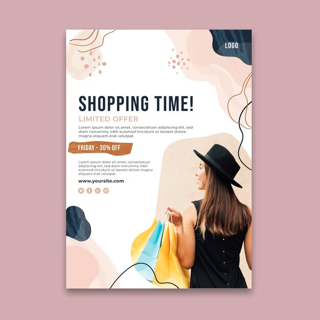 Cartel de tiempo de compras en línea.