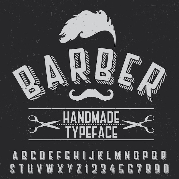 Vector gratuito cartel de tipografía hecha a mano de peluquero para diseño en negro