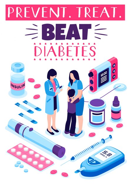 Cartel de tratamiento de prevención de diabetes
