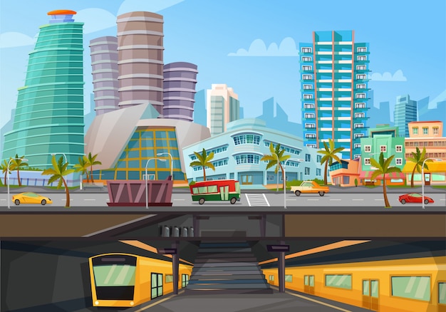 Cartel del tren del metro del centro de Miami