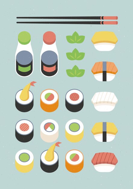 Cartel con varios sushi.