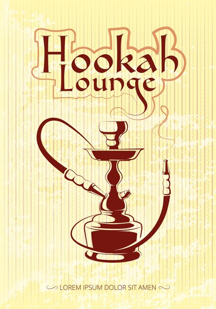 Cartel de vector de hookah bar. Tabaco y relax, turco o árabe ilustración