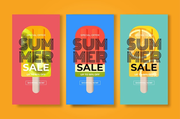 Cartel de vector de venta de verano con 50 de descuento en texto y elementos de verano en fondos coloridos para promoción de marketing de tienda ilustración vectorial