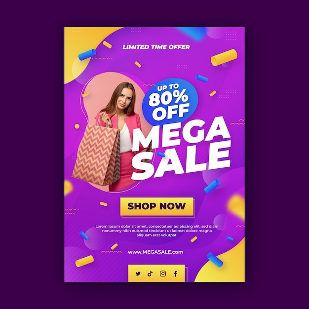 Cartel de venta degradado con foto.