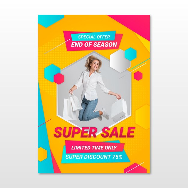 Cartel de venta degradado con foto.