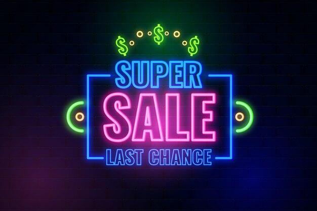 Cartel de venta de neón