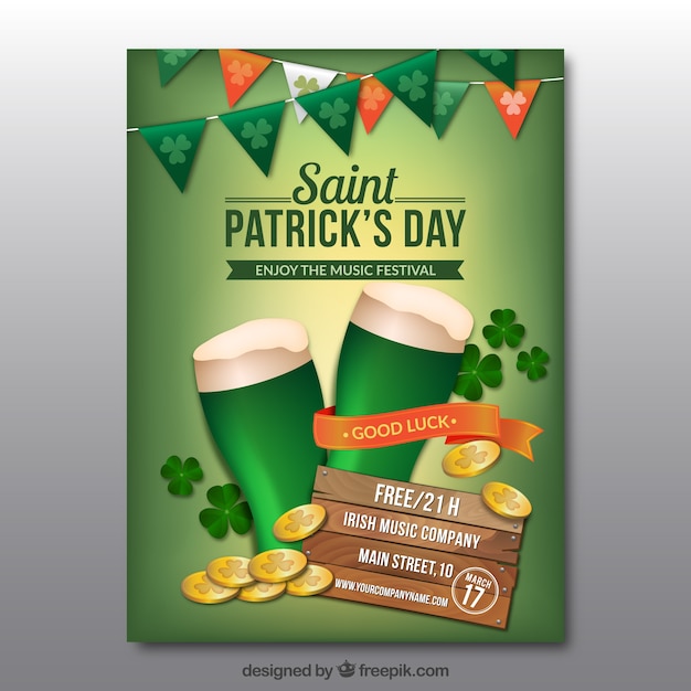 Vector gratuito cartel verde del día de san patrick