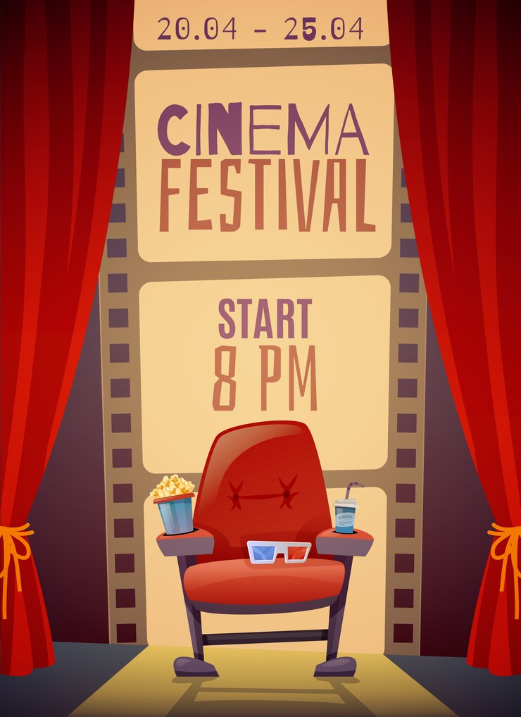 Vector gratuito cartel vertical del festival de cine