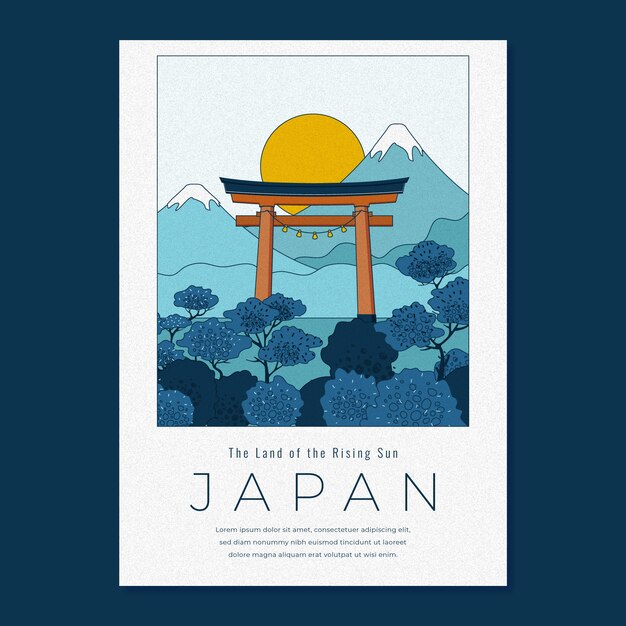 Cartel de viaje de japón dibujado a mano