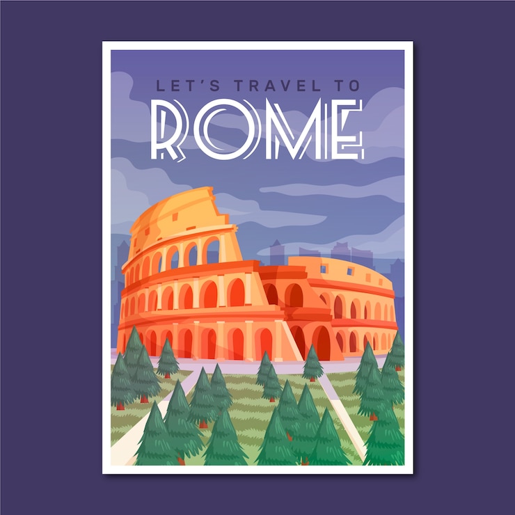 Vector gratuito cartel de viaje de vacaciones en roma