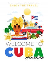 Vector gratuito cartel de viajes a cuba y la habana