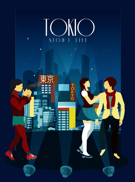 Cartel de la vida nocturna de tokio