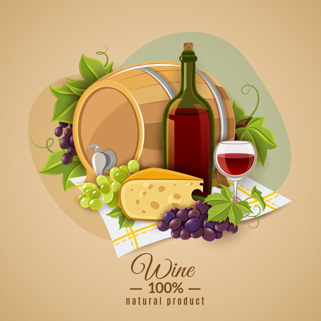 Cartel de vino y queso
