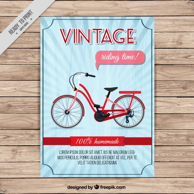 Vector gratuito cartel vintage con una bici