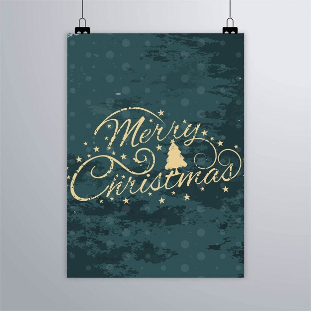 Cartel vintage de feliz navidad 