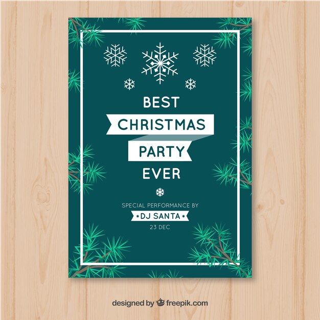 Cartel vintage de fiesta de navidad con copos de nieve