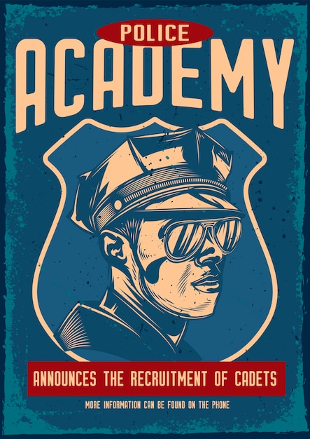Vector gratuito cartel vintage con ilustración de un policía