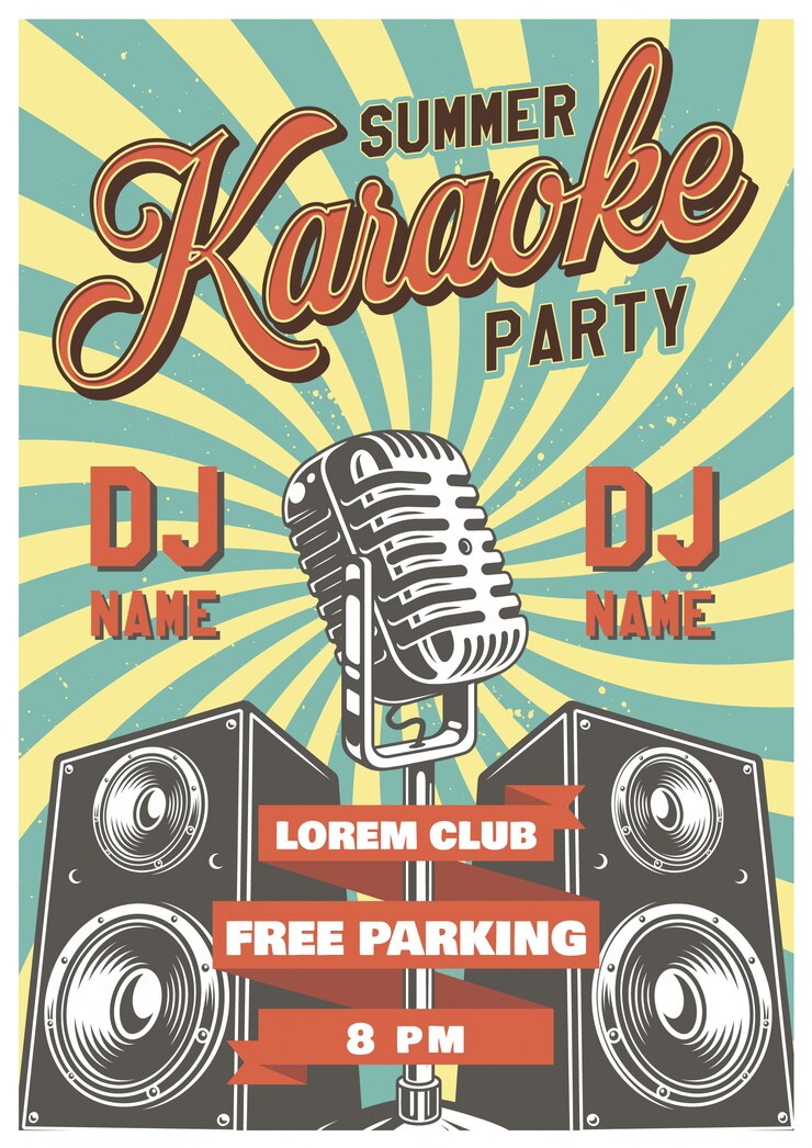 Vector gratuito cartel vintage de karaoke