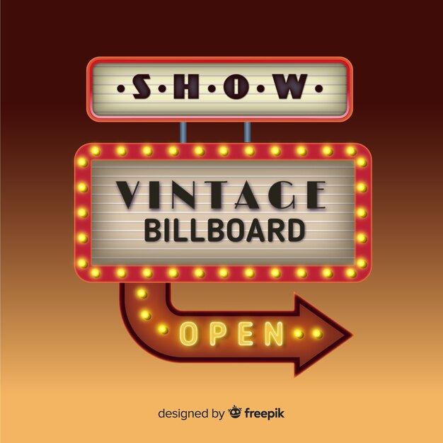 Cartel vintage realista de luces