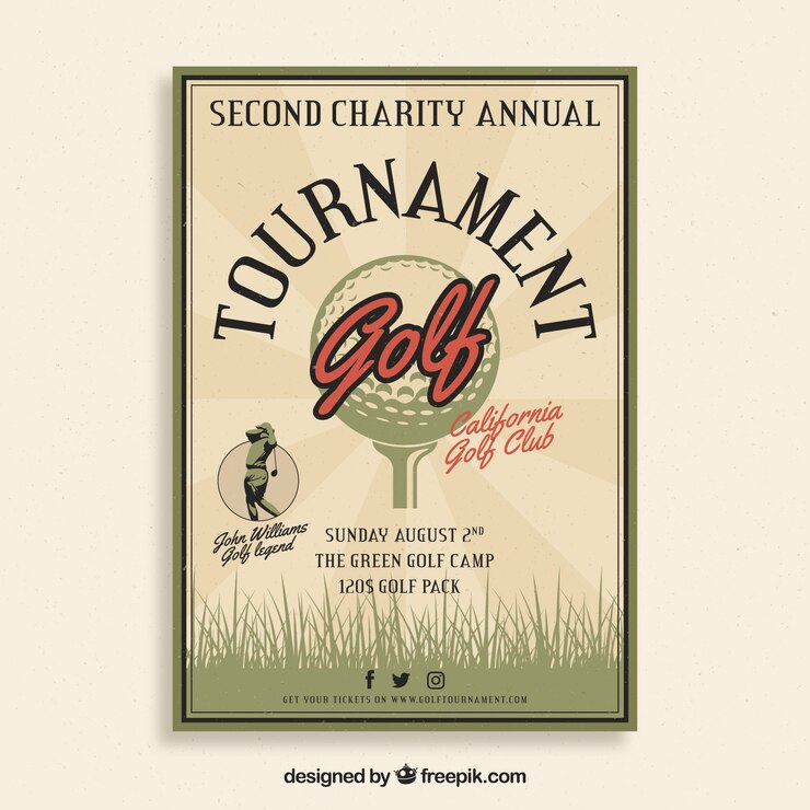 Vector gratuito cartel vintage de torneo de golf