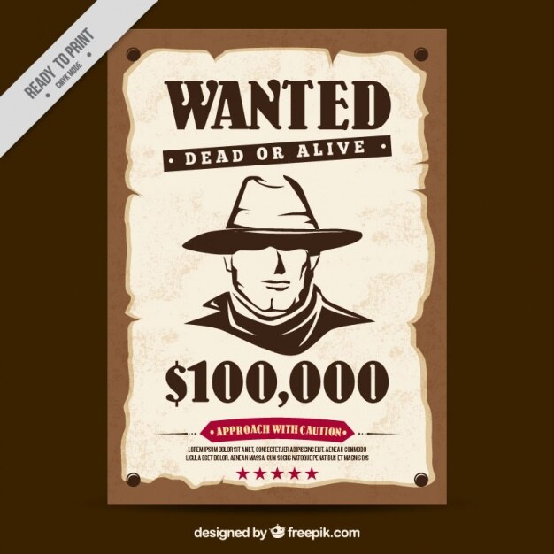 Vector gratuito cartel western se busca 