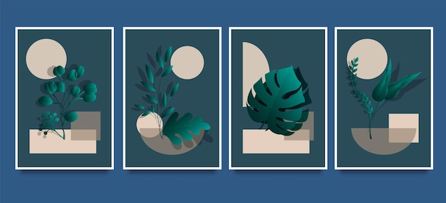 Vector gratuito carteles de arte de línea minimalista abstracto, tarjetas de arte de pared con formas orgánicas de garabatos, diseño moderno y moderno