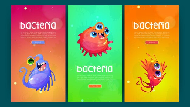 Carteles de bacterias con microbios y gérmenes lindos