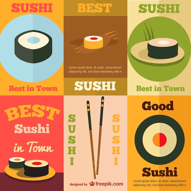 Vector gratuito carteles de comida sushi