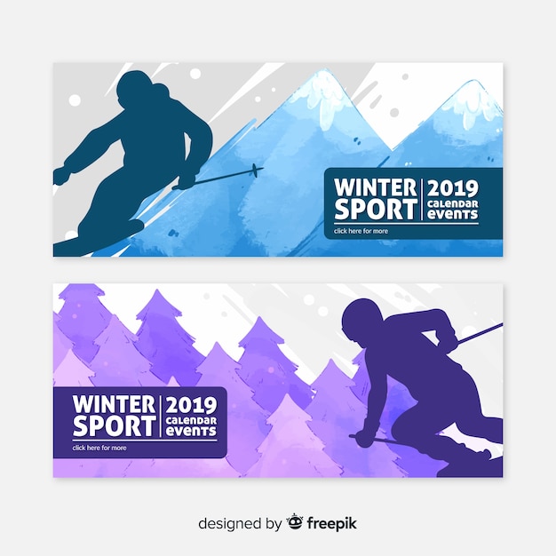 Vector gratuito carteles de deportes de invierno