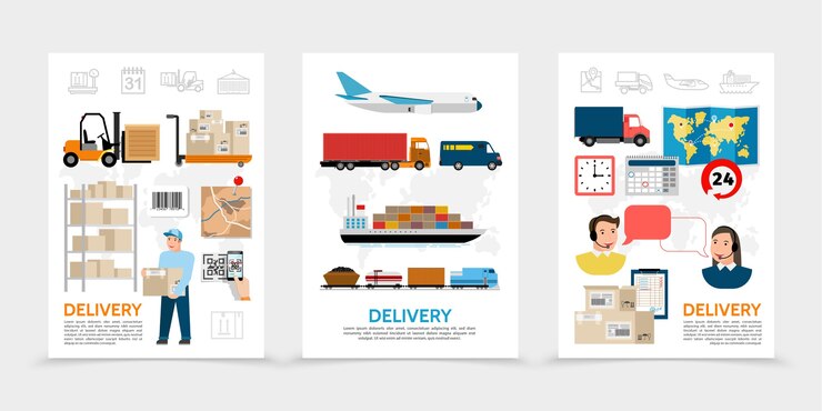 Vector gratuito carteles de entrega plana
