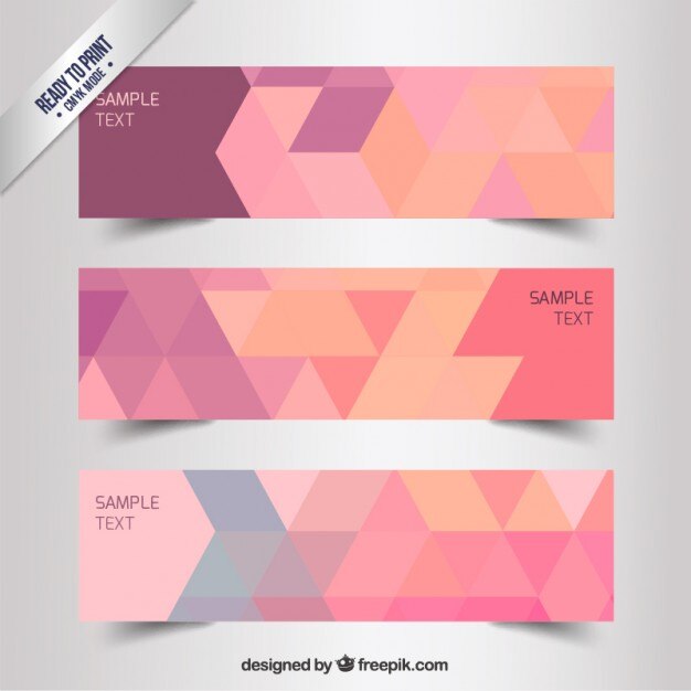 Carteles geométricos en tonos rosados